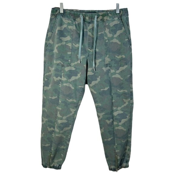 Hudson Women's Utility Jogger With Zip Hem Green Camo Print Size M - Picture 2 of 10